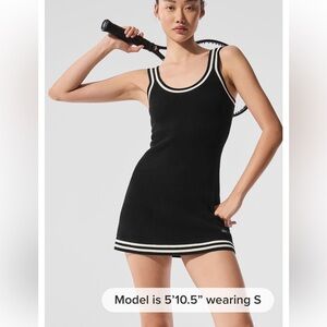 ALO Yoga Tennis Club Sweater Knit Dress - Black/ Ivory-XS-NWT